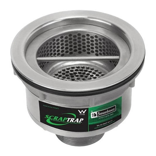 3Monkeez Cast S/S Sink Waste Arrestor - Suit 127mm Outlet. 304 Grade S/S