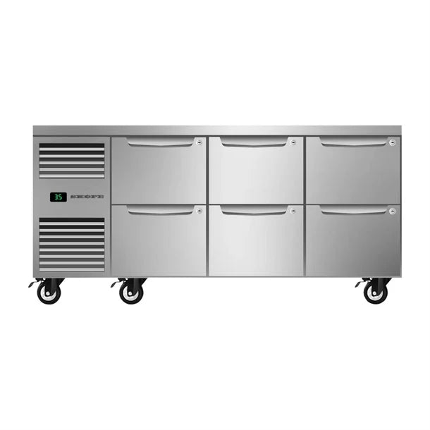 SKOPE Six Drawer, Three Bay, Underbench GN 1/1 Fridge - PG11.UBR.3.D6