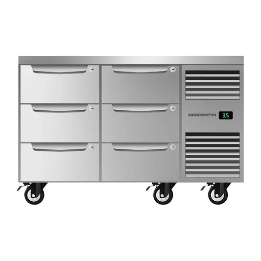 SKOPE Six Drawer, Two Bay, Underbench GN 1/1 RH Fridge - PG11.UBR.2.D6.RH